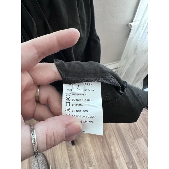 Womens Babydoll Tiered Midi Dress Size L Black Halter Whimsigoth Dark Coquette - Picture 5 of 5